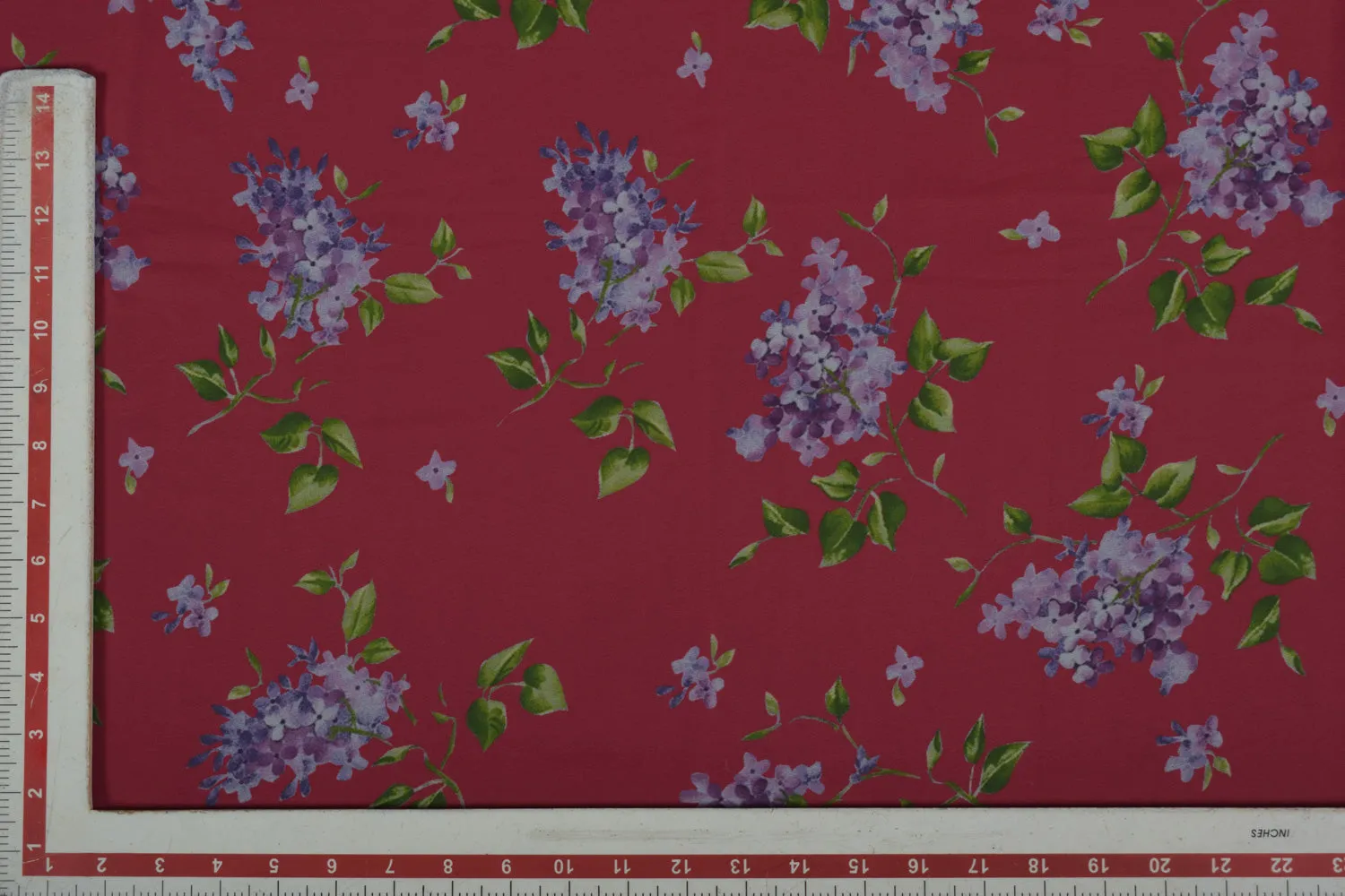 Plum Red Printed Georgette Fabric