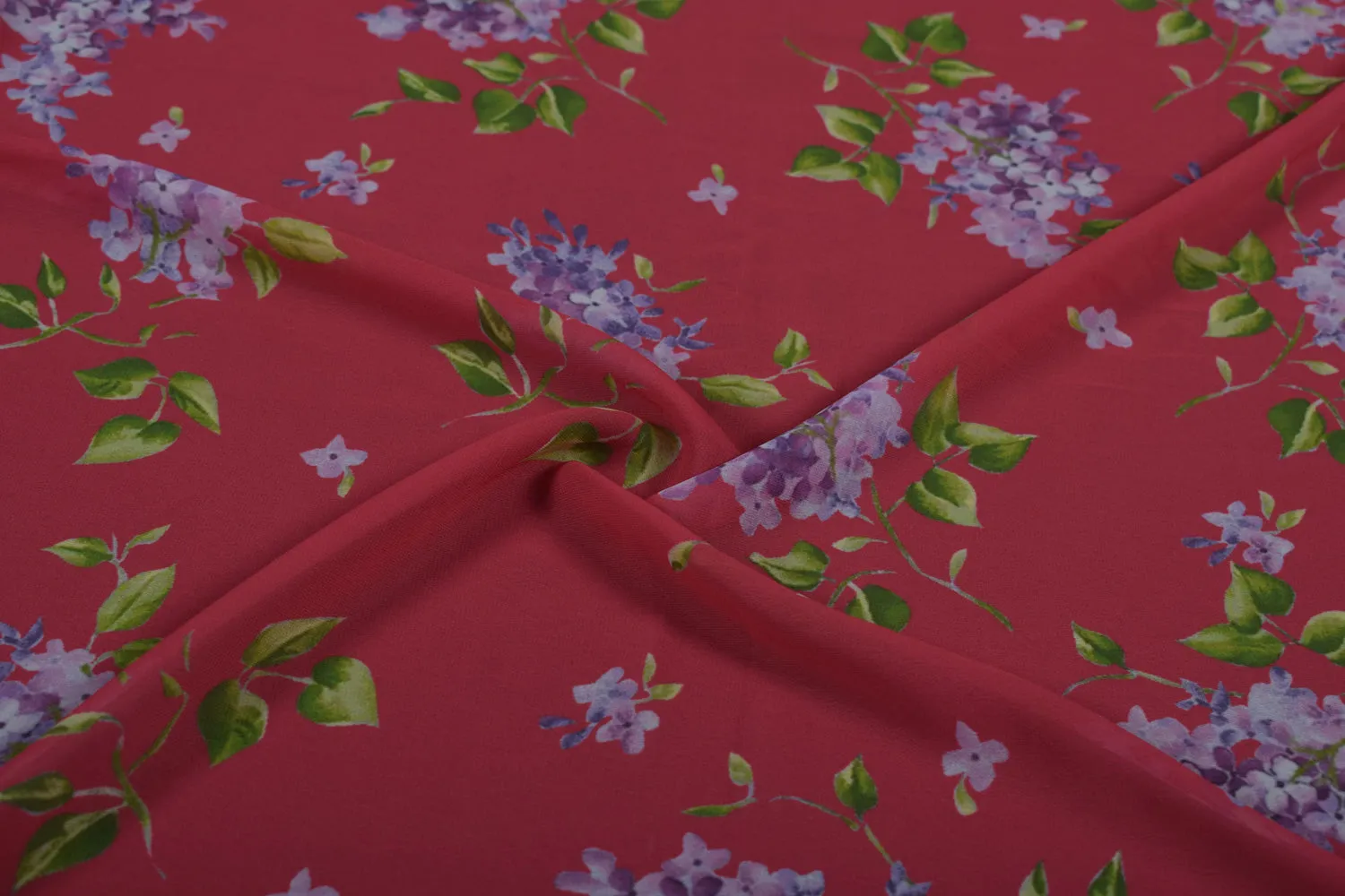 Plum Red Printed Georgette Fabric