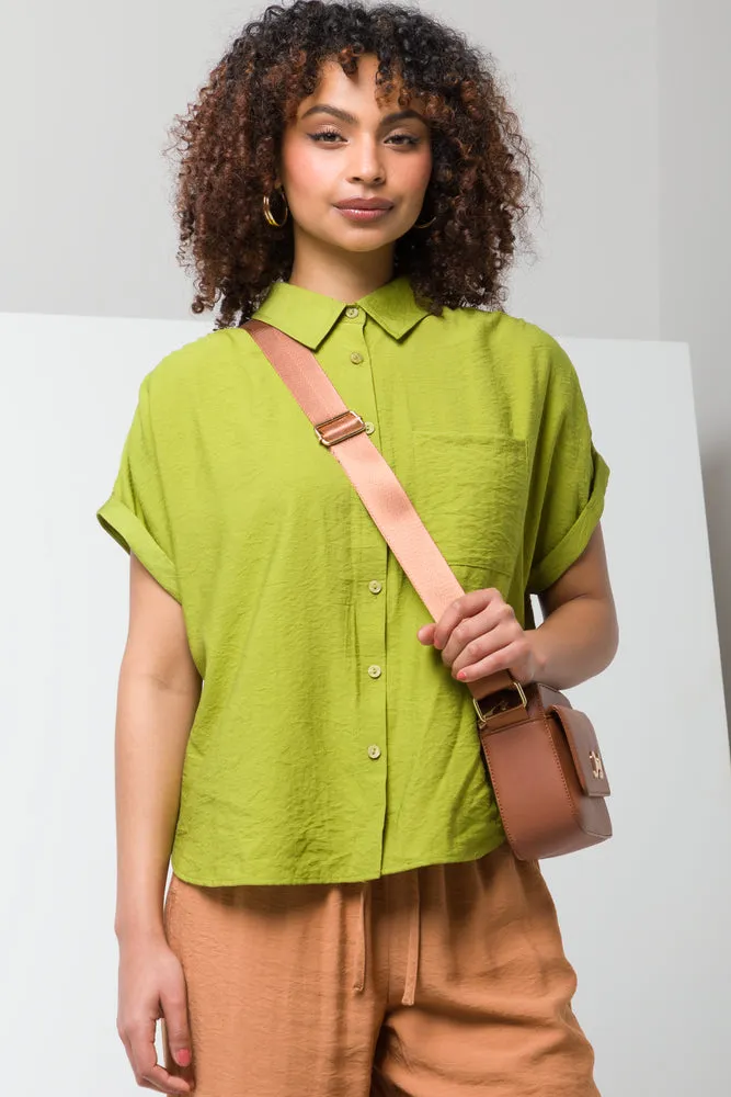 Polyvisc Sslv Shirt One Pkt Chartreuse