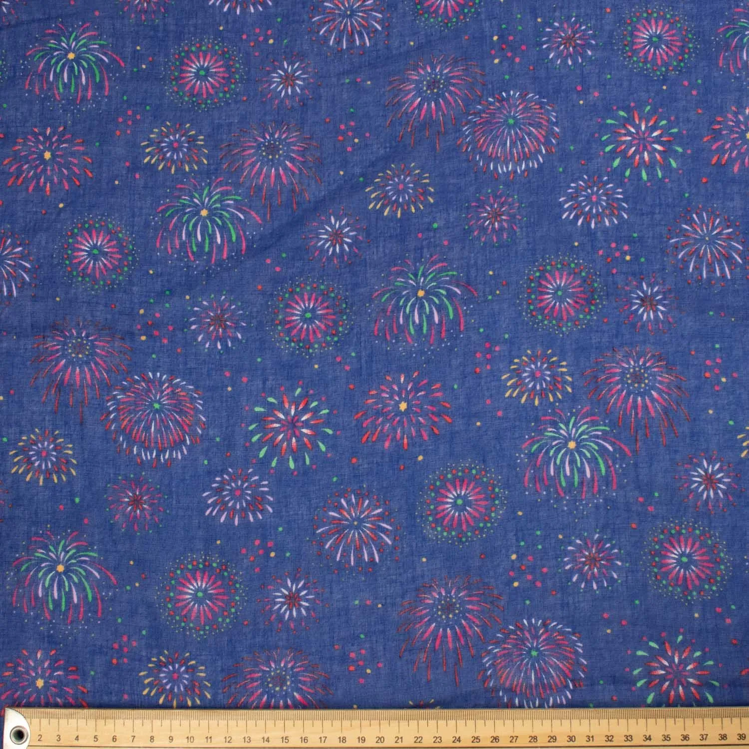 Printed Cotton Voile Design-29 Multi Colour Fire Work on Dark Royal