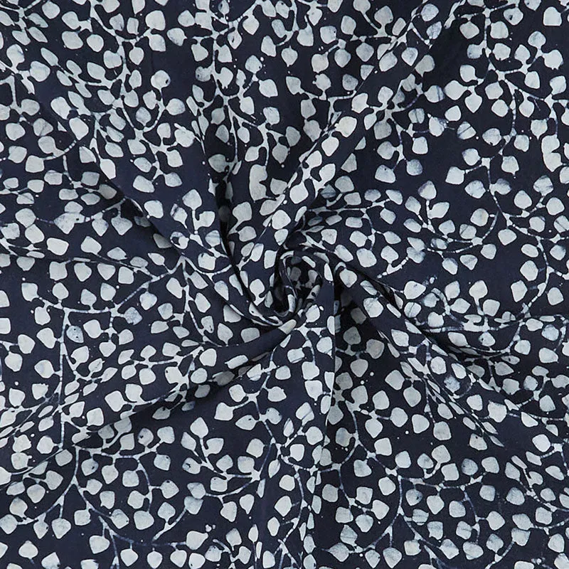 Rayon Batik Prints - True Indigo Gardenista Vine Rayon Batik Fabric