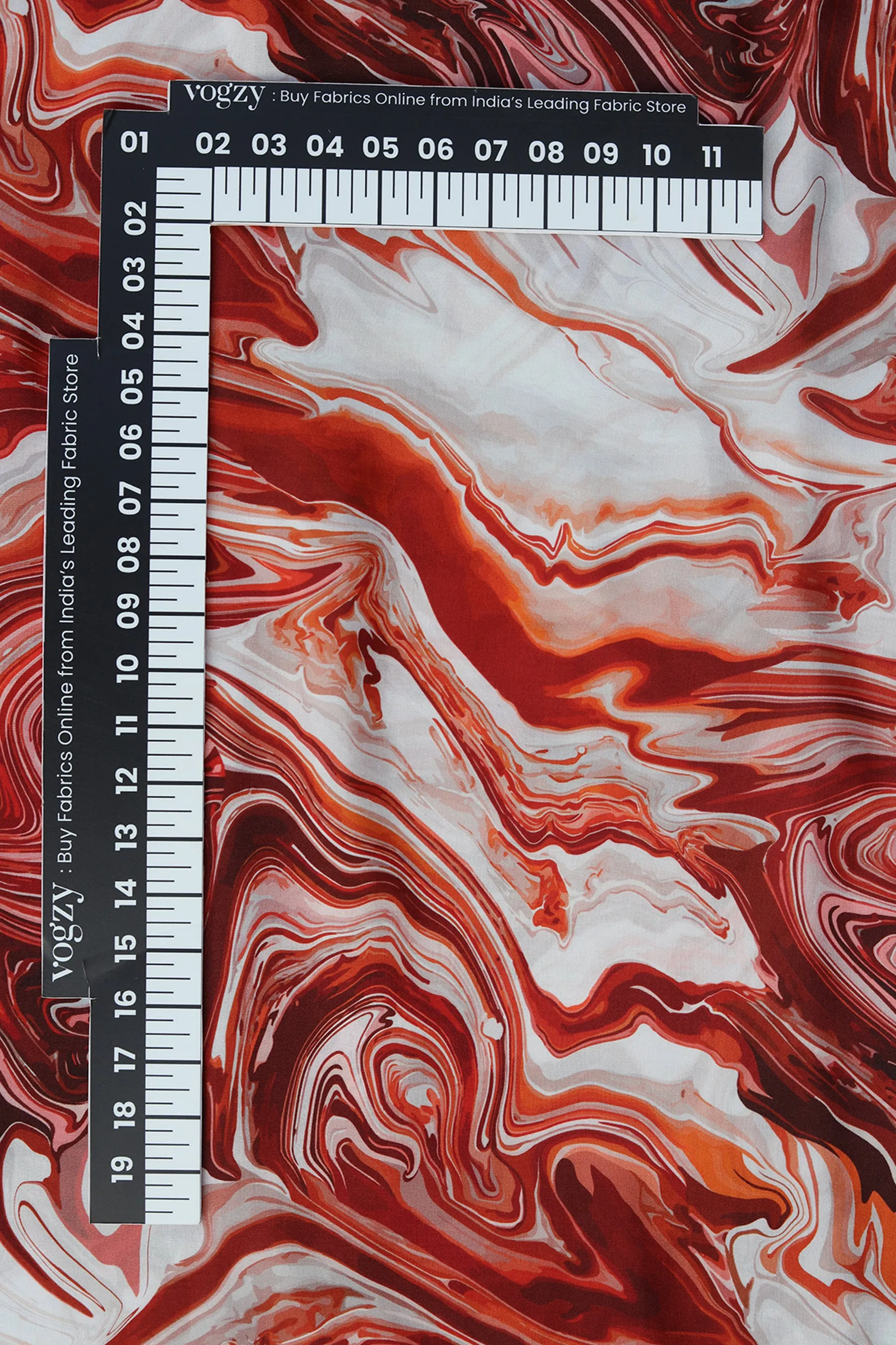 Rust Orange Marble Printed Natural Muslin Silk Fabric