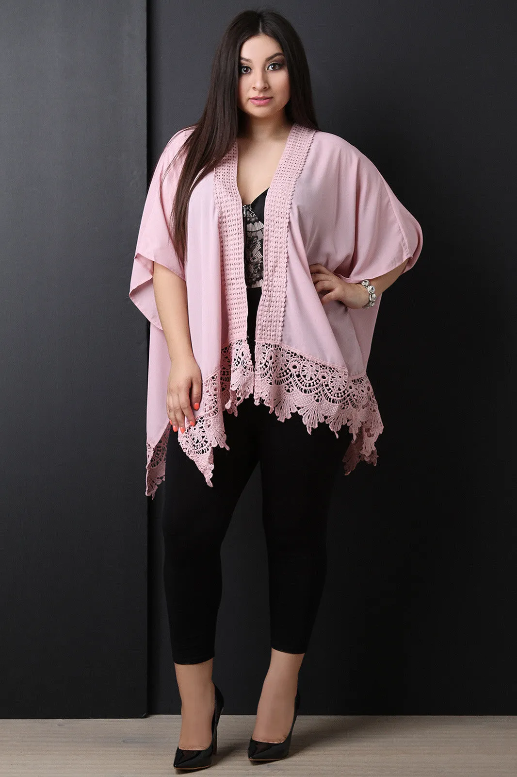 Semi-Sheer Chiffon Crochet Cardigan