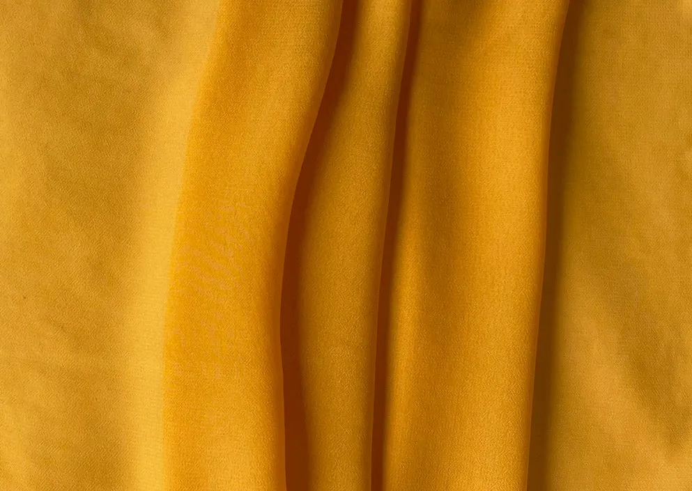 Semi-Sheer Glowing Marigold Polyester Chiffon