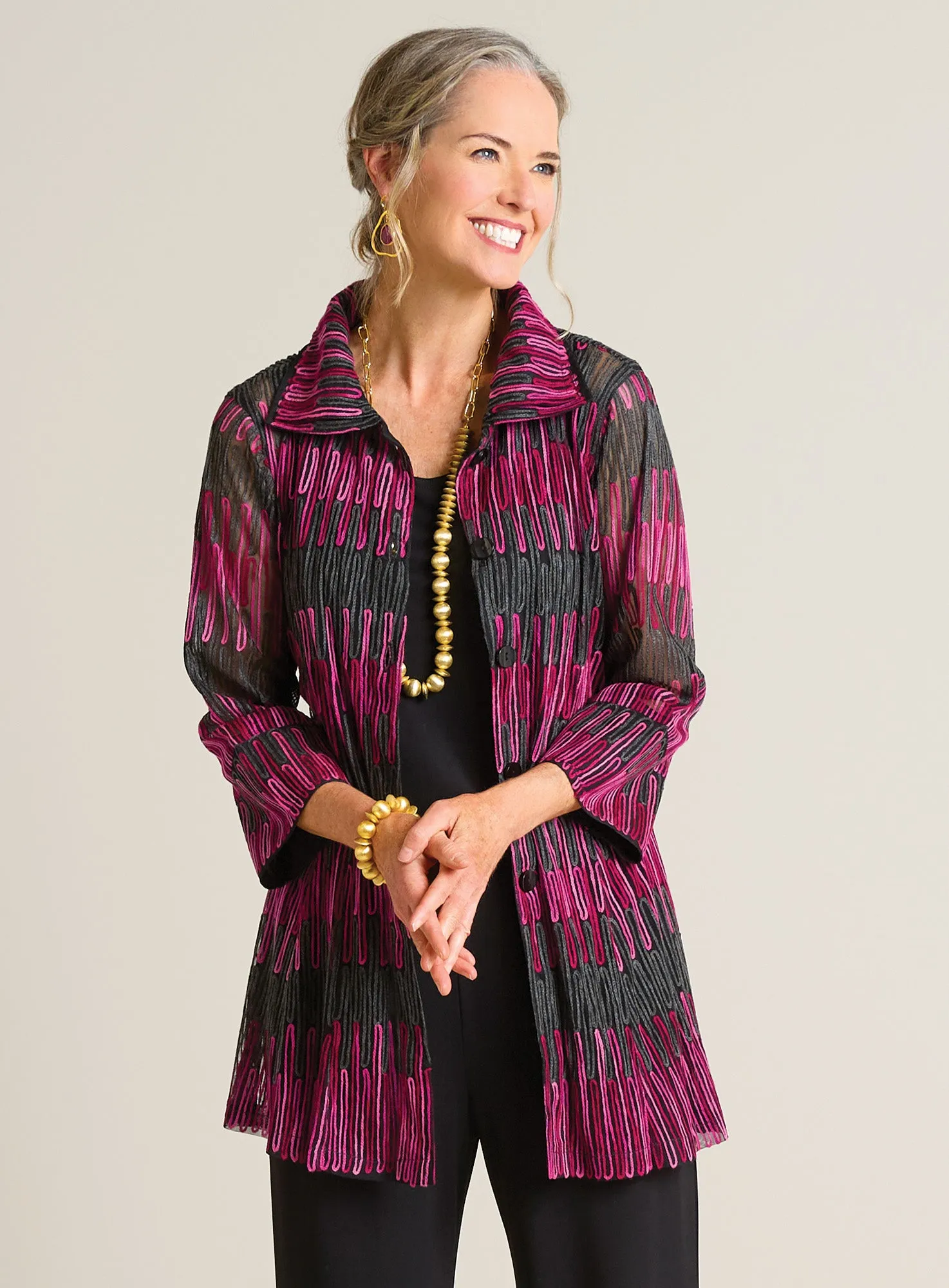 Sheer Zigzag Soutache Jacket