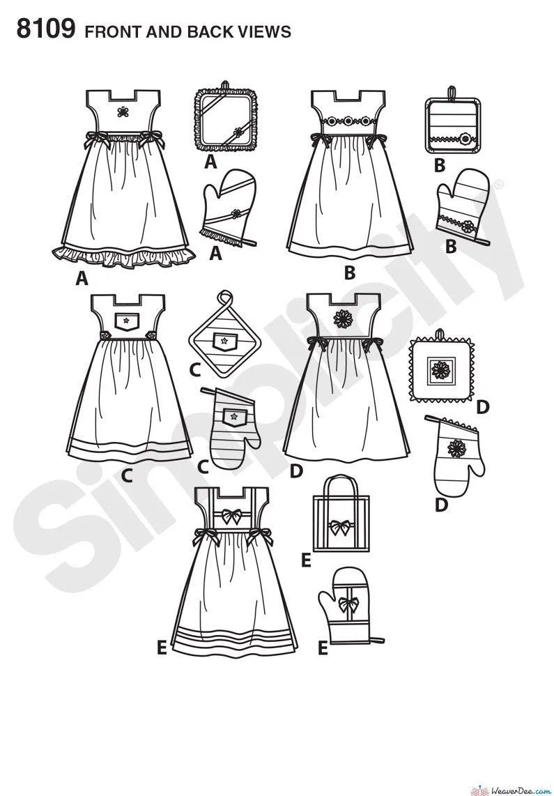 Simplicity Pattern S8109 Towel Dresses, Pot Holders & Oven Mitts