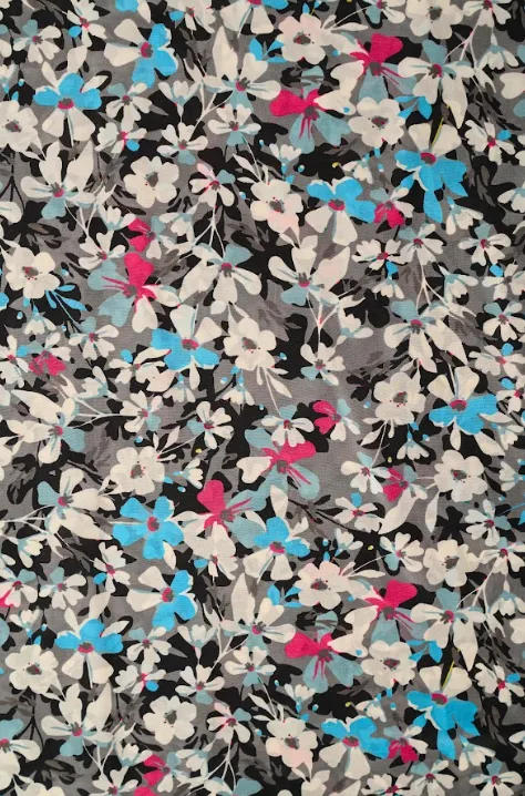 Splendid Multicolor Tiny Floral Pattern Printed Natural Crepe Silk Fabric