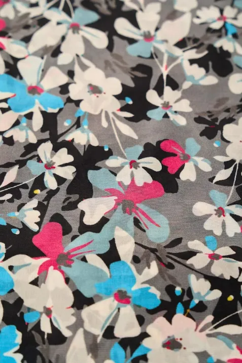 Splendid Multicolor Tiny Floral Pattern Printed Natural Crepe Silk Fabric