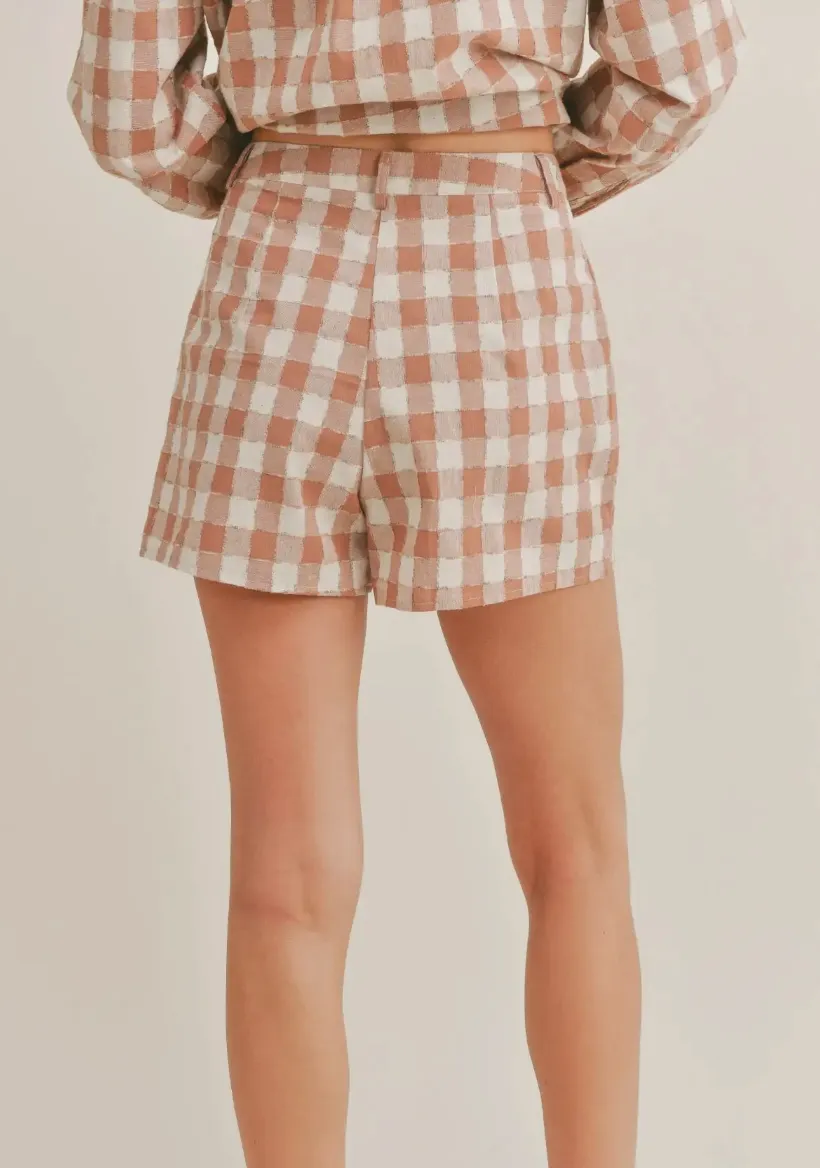 The Texas Checkered Shorts - Mauve