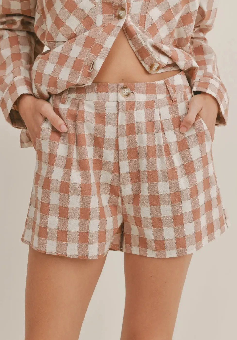 The Texas Checkered Shorts - Mauve