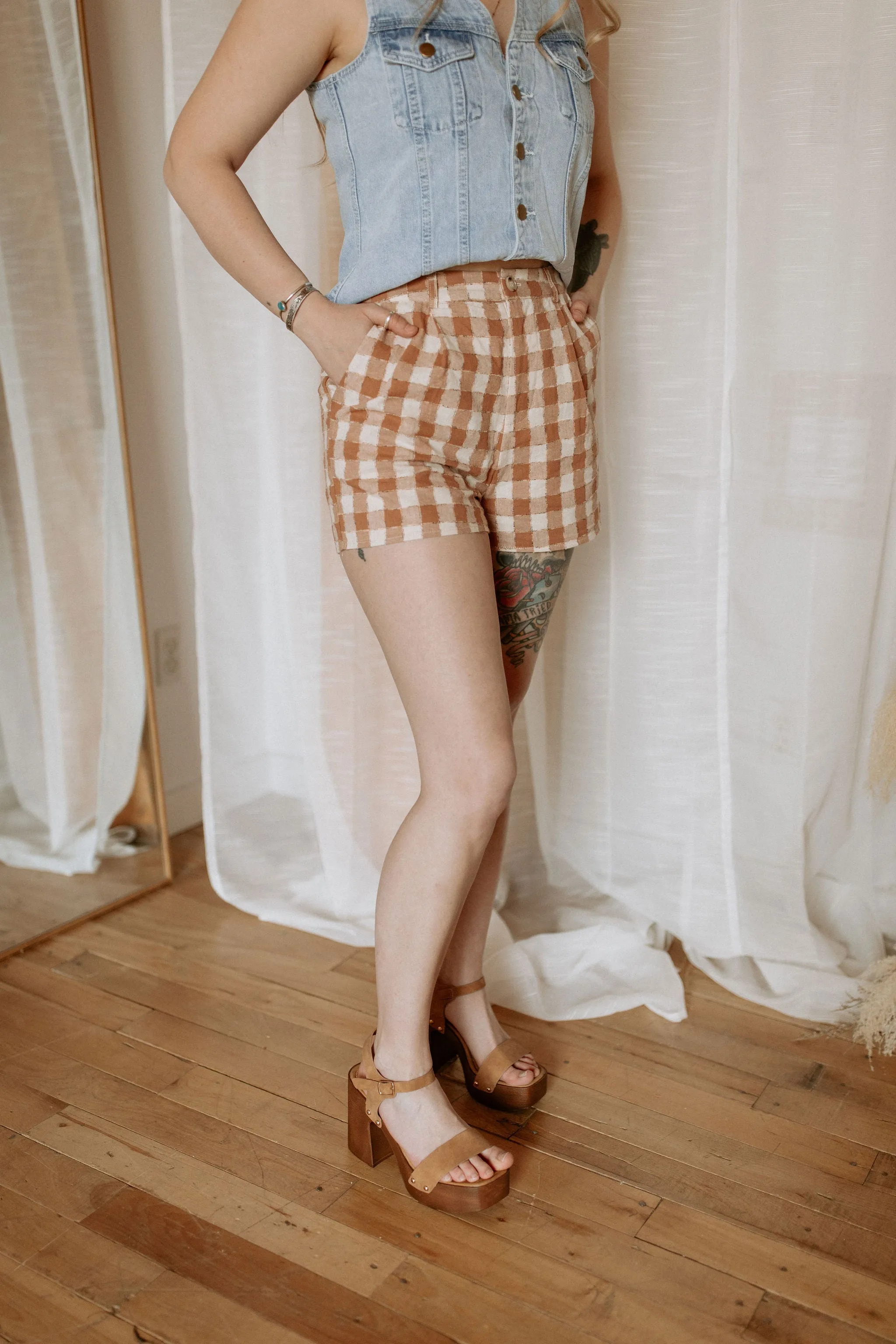 The Texas Checkered Shorts - Mauve