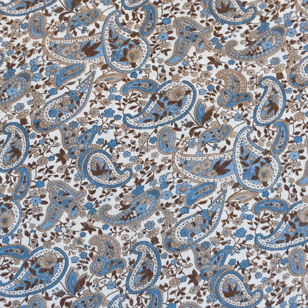 Vine Floral Paisley Poly Sheer Blue/Taupe