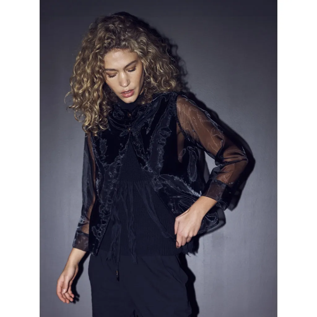 Viora Sheer Hooded Jacket - Black