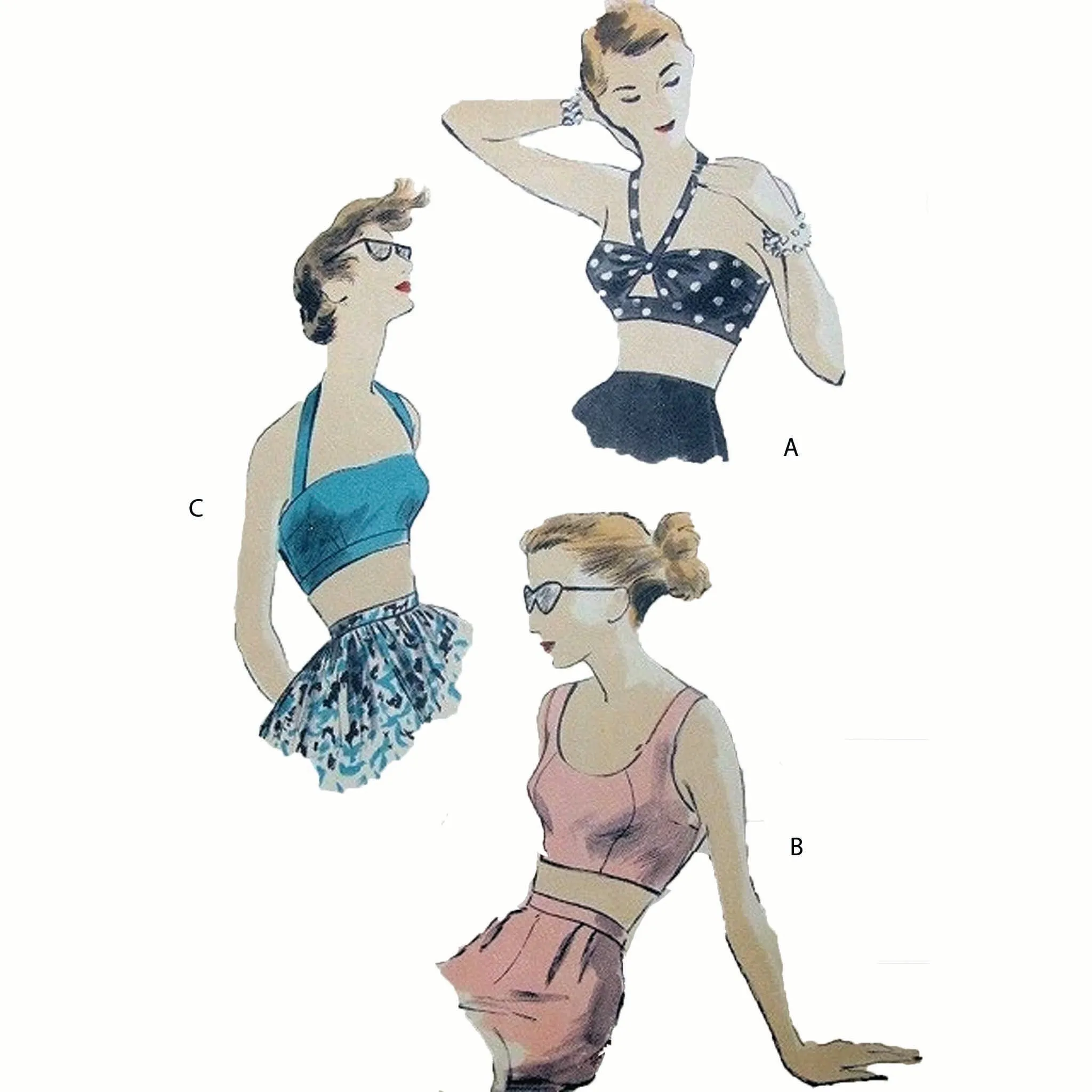 Vogue 1950s Sewing Pattern, Women's Bras, Crop Tops, Rockabilly - Bust 32" (81.3cm)