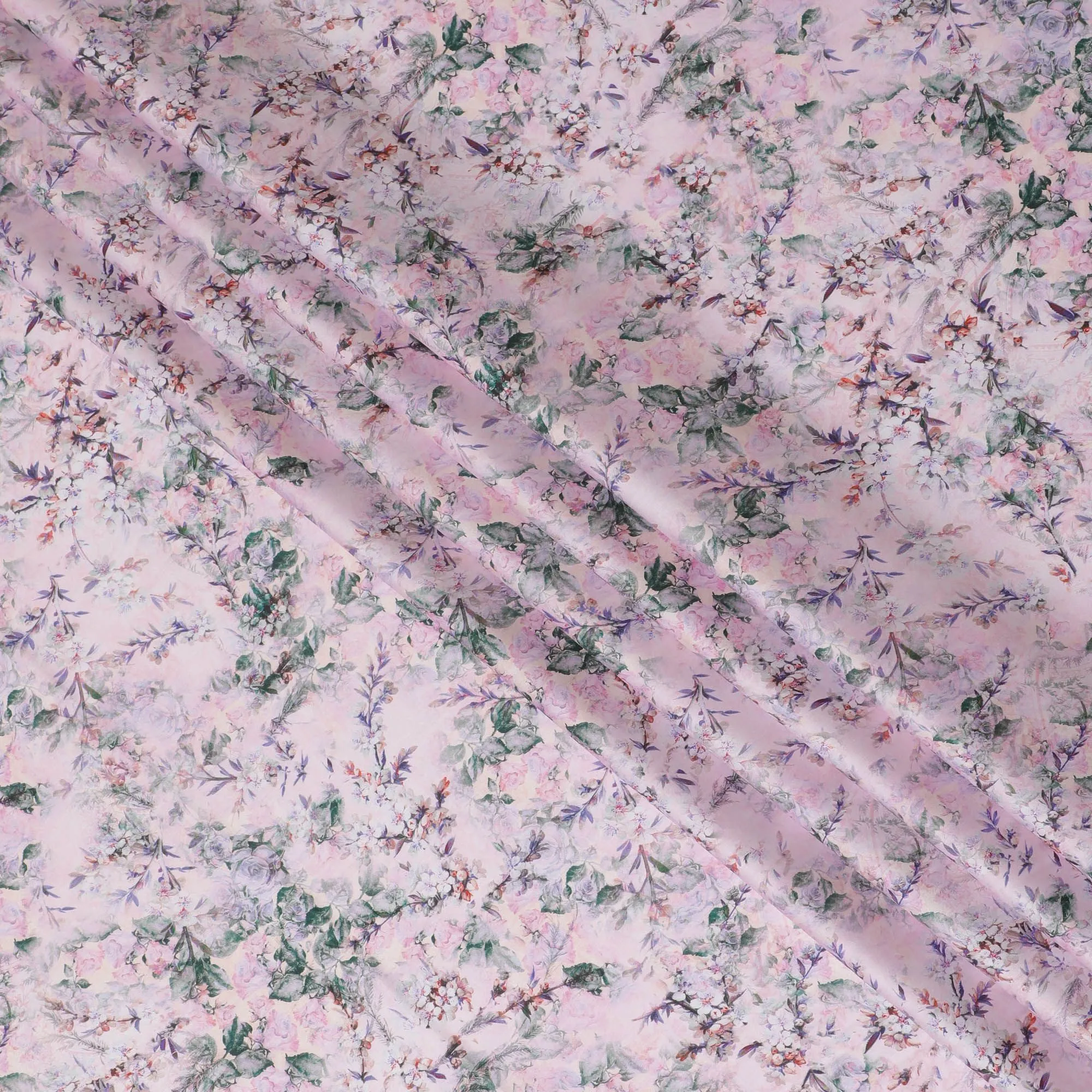 Whispering Lilac Floral Cotton Lawn Fabric - Delicate Print, 110cm Wide, Buy Online-D18008