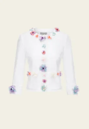 White Floral Sheer Jacket