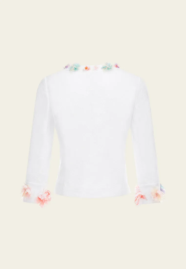 White Floral Sheer Jacket