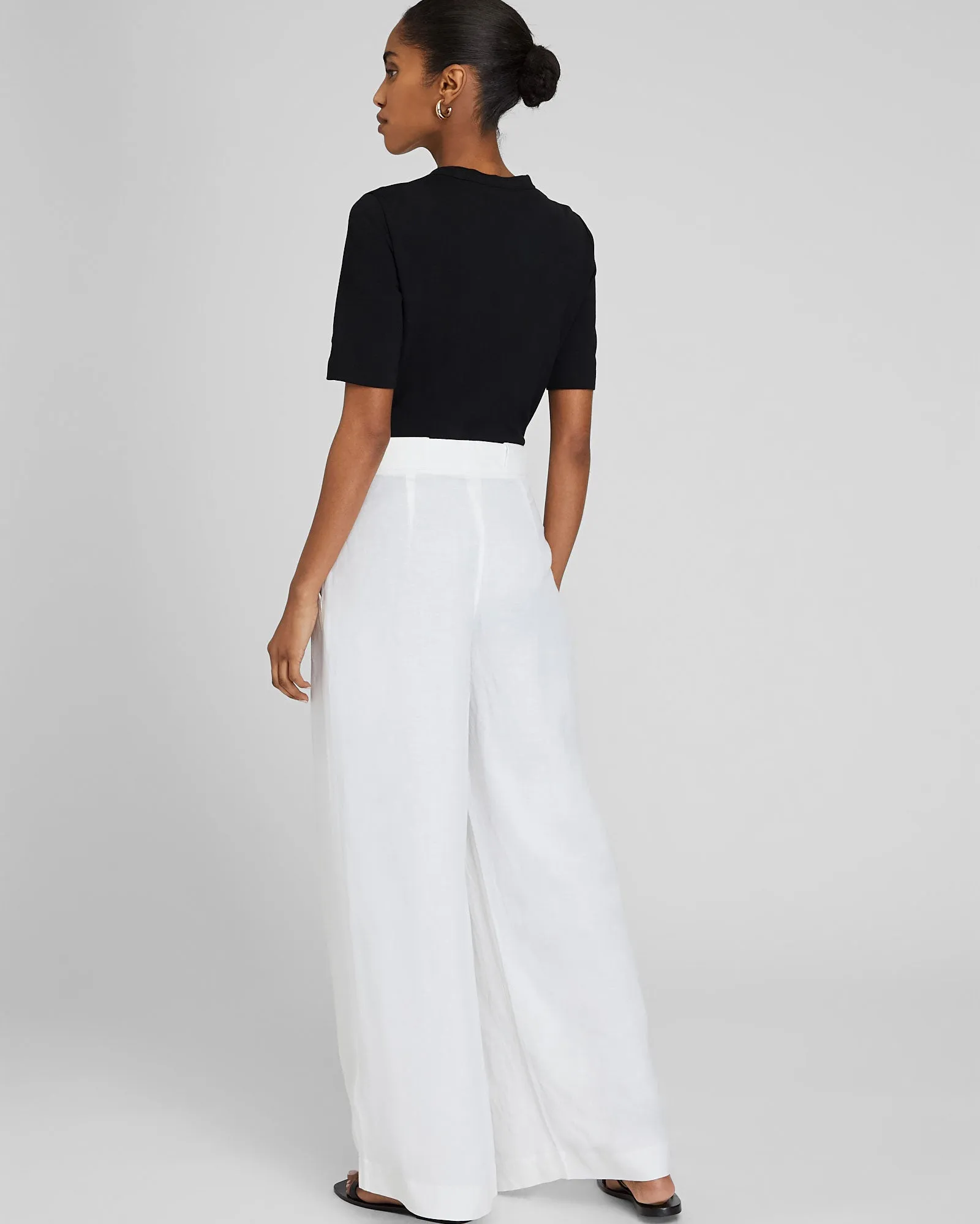 Wide Leg Linen Blend Trouser