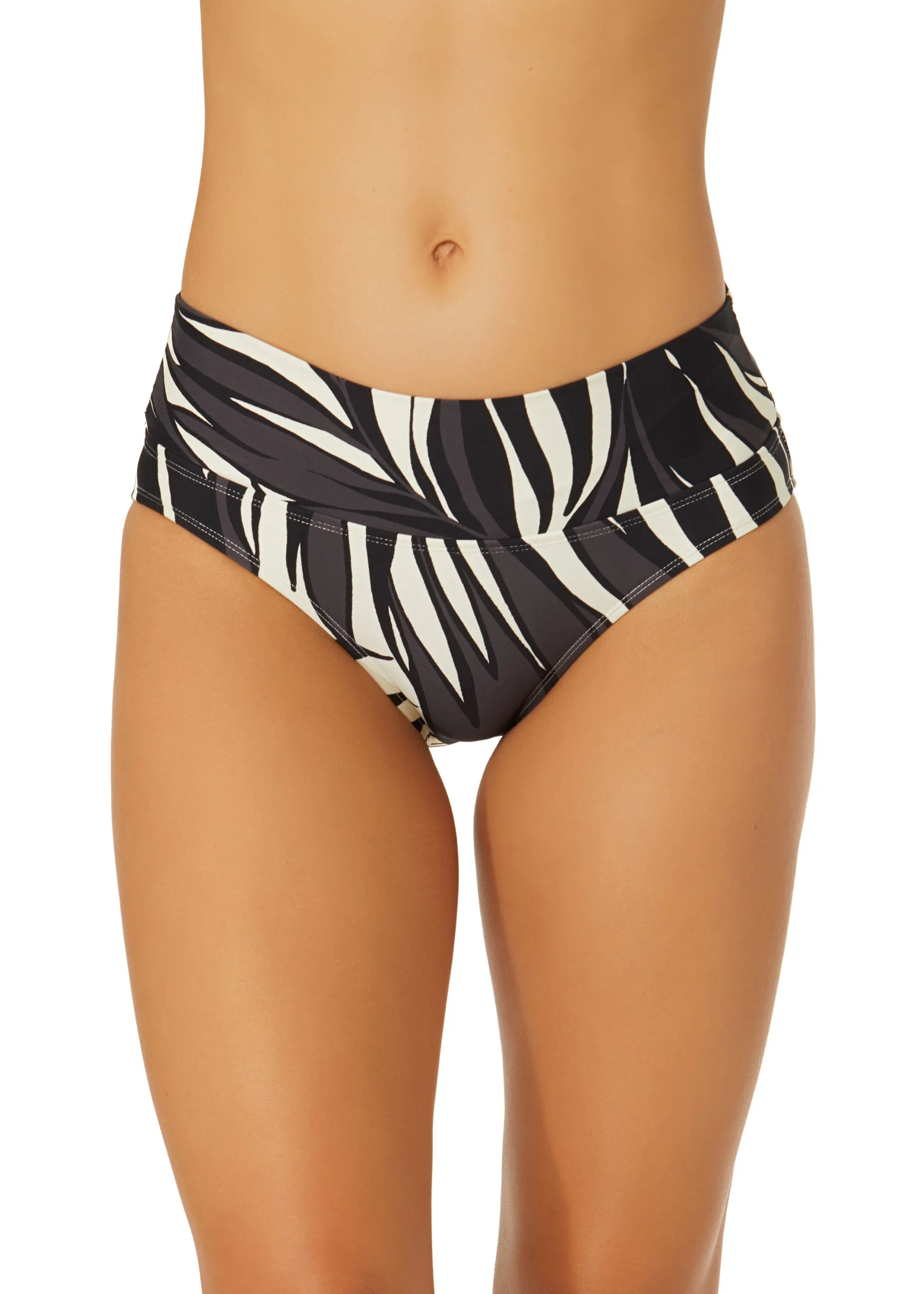 Women's Palm Chic Soft Band Mid Rise Bikini Swim Bottom