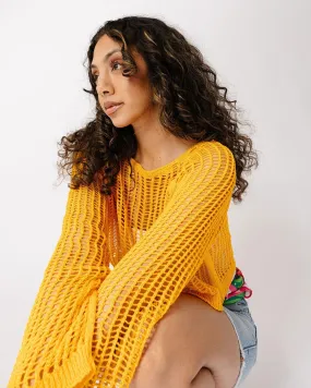 Yellow Fishnet Top